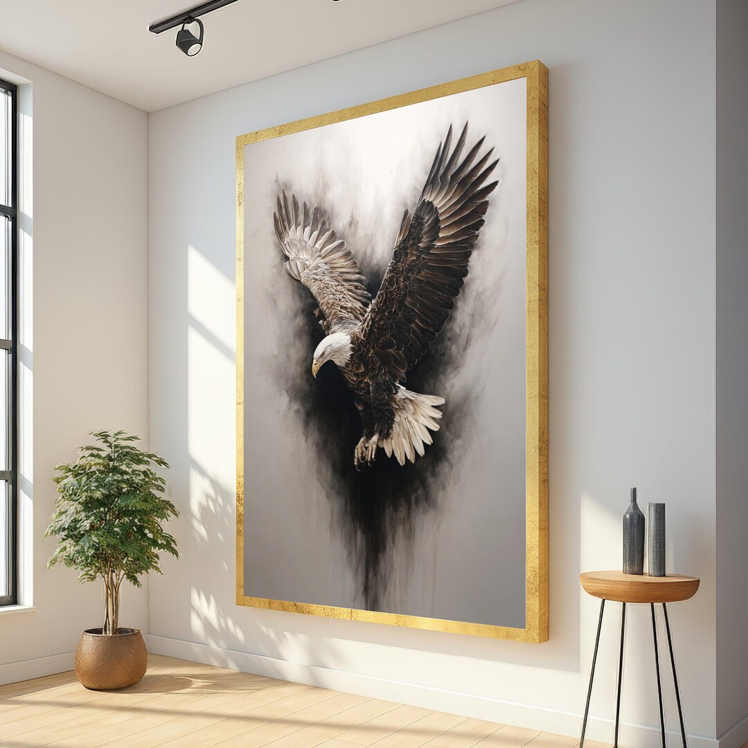 Majestic Bald Eagle Canvas Wall Art, Wildlife Bird Painting, Home Decor ...