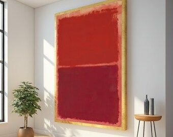 Abstract Red Color Blocks Canvas Wall Art, Mark Rothko Style Modern Art, Bold Minimalist Home Decoration, Contemporary Expressionist Canvas