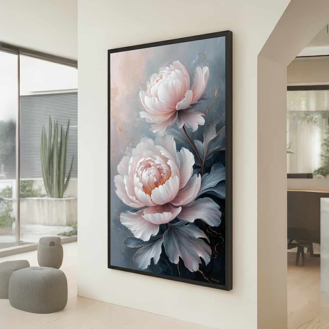Elegant Pink Peonies Canvas Wall Art, Floral Decor, Soft Pastel Flower ...