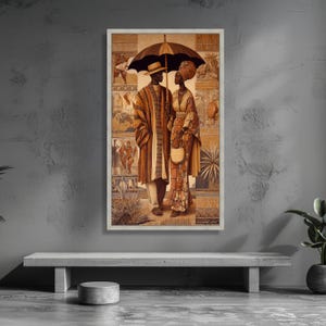 Elegant African Couple Canvas Wall Art, Traditional Attire Cultural Heritage Decor, Ethnic Fashion Canvas, Home Wall Decoration image 4