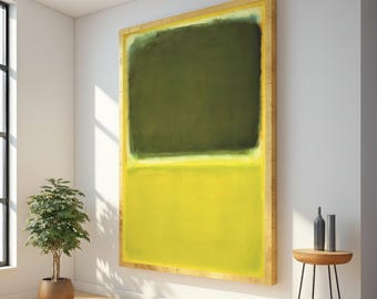 Abstract Green and Yellow Color Block Canvas, Mark Rothko Wall Art, Modern Minimalist Home Decor, Large Contemporary Canvas Print