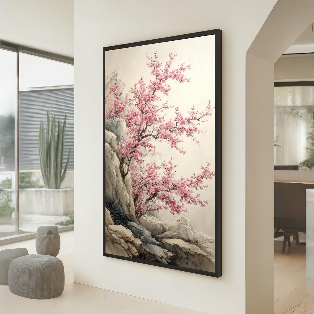 Pink Cherry Blossom Tree Canvas, Japanese Sakura Wall Art, Floral ...