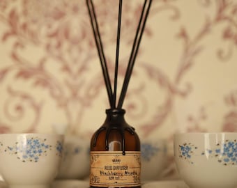 Flacon diffuseur roseau : parfum mousse ambrée / cadeau de Noël vintage