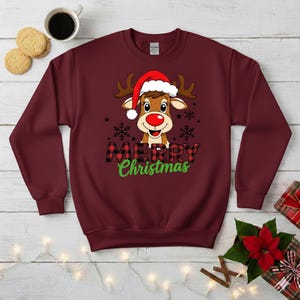 Kerstrendiertrui – vrolijk kerstshirt, cartoon Rudolph vakantieshirt, leuk kerstcadeau