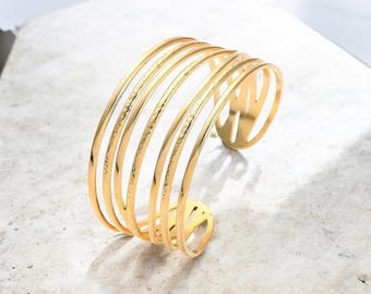 Multi-Band Cuff Bracelet | 18k Gold Triple Plated Waterproof Adjustable Minimalist Jewelry Gift