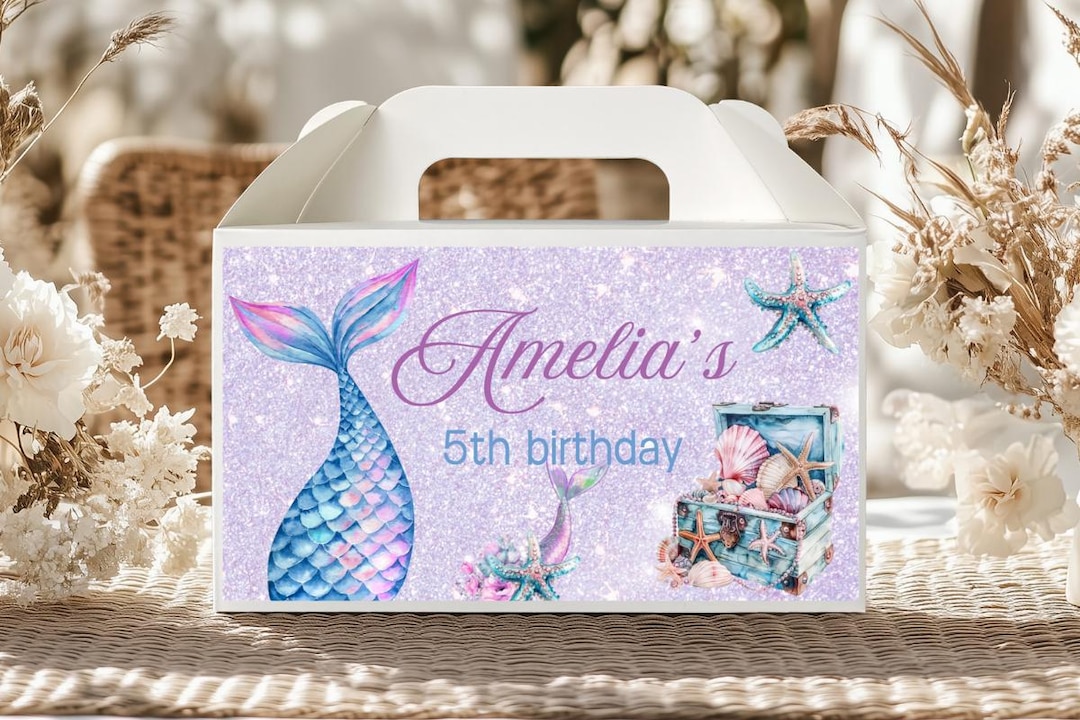 Editable Mermaid Gable Box Label, Under the Sea Party (digital Download ...