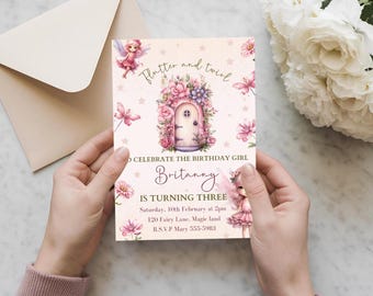 Fairy flutter and twirl editable invitation canva template