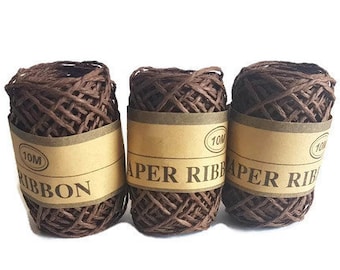 Paper Rafia ribbon recycle brown paper grass rope rafi 10metres gift packaging yarn eco