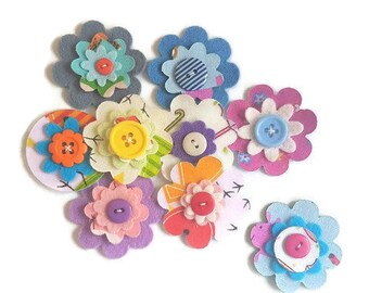 Die cut felt flowers embellishment shapes felt circle felt backed fabric arts and crafts scrapbooking pre cut flower