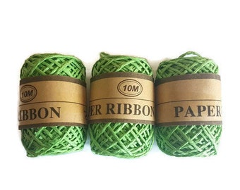 Rafia paper ribbon grass rope rafi 10m gift packaging yarn eco friendly green