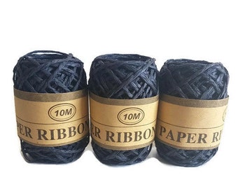 Eco friendly Paper rafia ribbon raffia grass rope navy blue rafi 10meters gift packaging yarn recycle