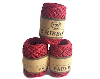 Rafia ribbon paper red grass rope rafi 10m gift packaging yarn