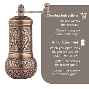 Handmade Turkish Pepper Grinder: Refillable Spice Mill with Hand Crank 11 cm image 9