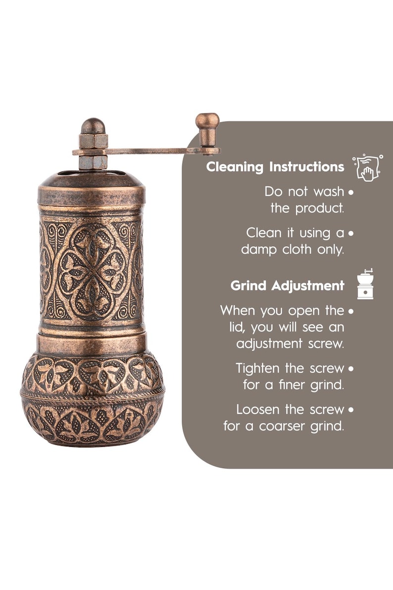 Handmade Turkish Pepper Grinder: Refillable Spice Mill with Hand Crank 11 cm image 9
