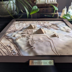 Pyramids Model - Framed Topographic Art (300mm x 300mm)