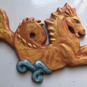 Mythological Hippocampus Wall Sculpture Art color choice image 2