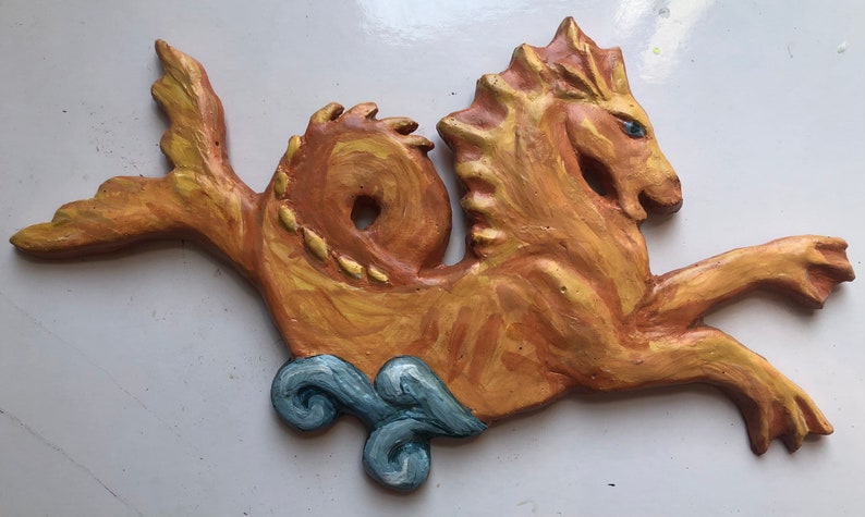 Mythological Hippocampus Wall Sculpture Art color choice image 2