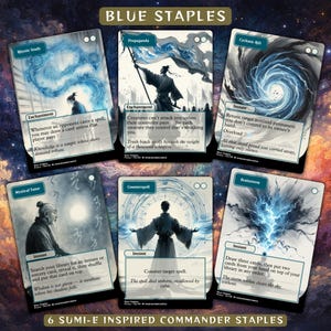 Blue Magic Sumi-E Staples Set Proxy | Japanese Style | Playtest Cards | EDH Cardgame | Commander | Counterspell