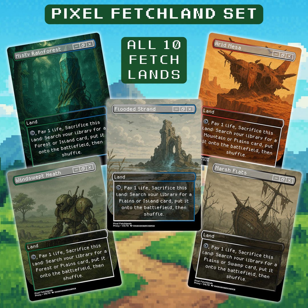 MTG Pixel Fetch Land Set | 8-bit Pixel Style | Retro Fan Art Cards ...