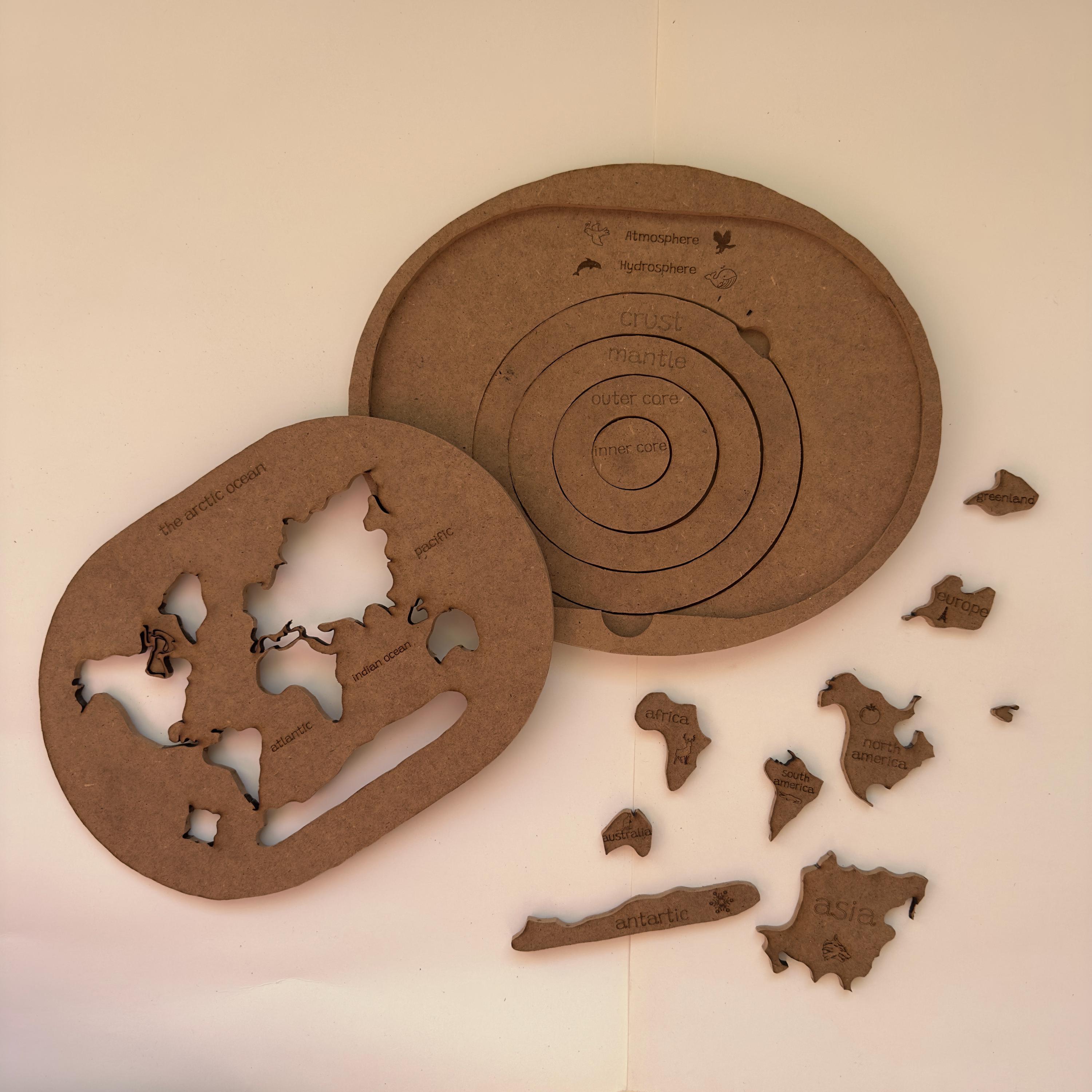 Wooden World Map Puzzle: Montessori Geography Learning - Etsy