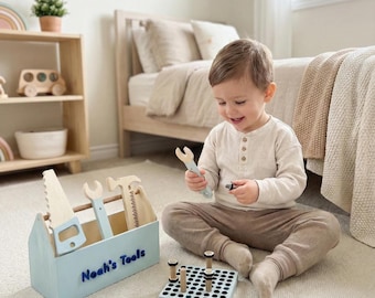 Personalized Wooden Tool Set, Montessori Toy for Toddlers