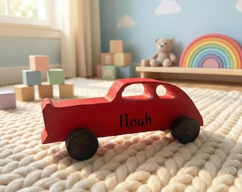 Handmade Wooden Car – Natural Wood Vehicle – Montessori Inspired Kids Room Decor – Eco-Friendly Toy