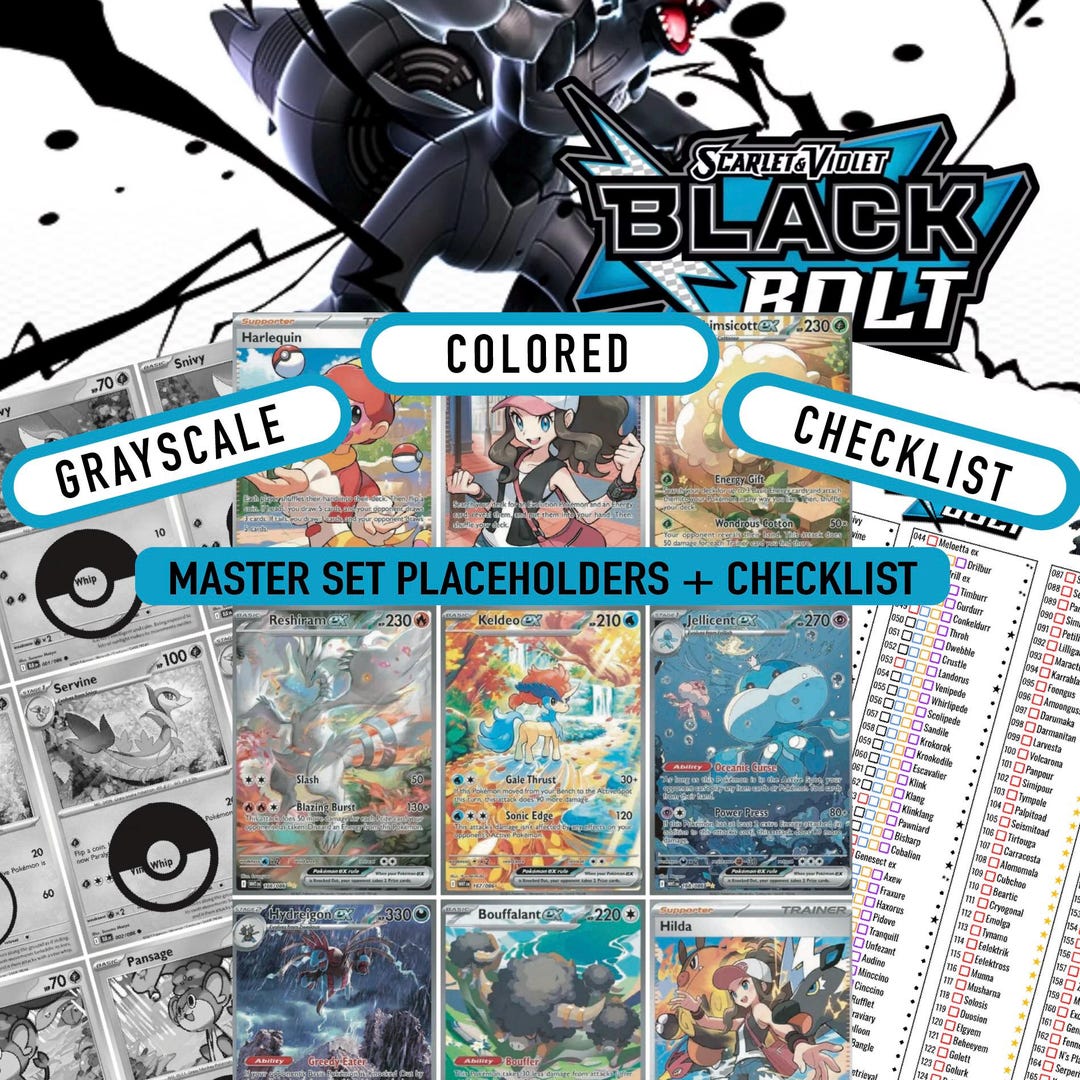 Pokémon Black Bolt Master Set Binder Placeholders + Checklist ...