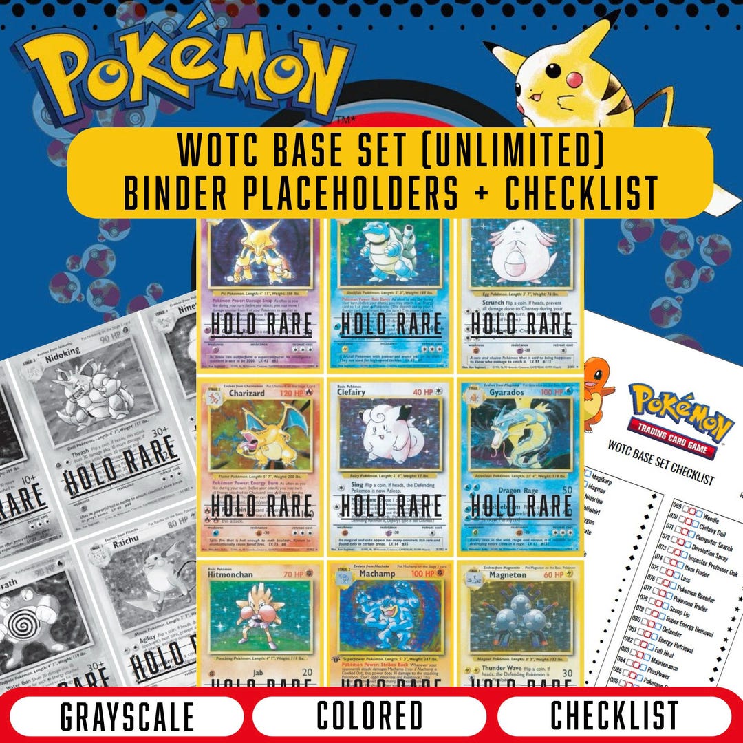 Pokémon TCG Base Set Unlimited Master Set Binder Placeholders +