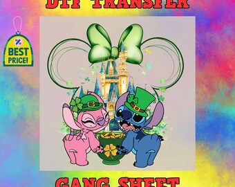 Stitch Angel St Patrick's Day DTF Transfer | Ready to Press