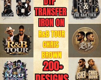 Transferencia termoadhesiva de la gira de R&B de Chris Brown, gráfico de concierto de hip hop para planchar, diseño para camisetas de fans de la música, transferencia de calor lista para usar.