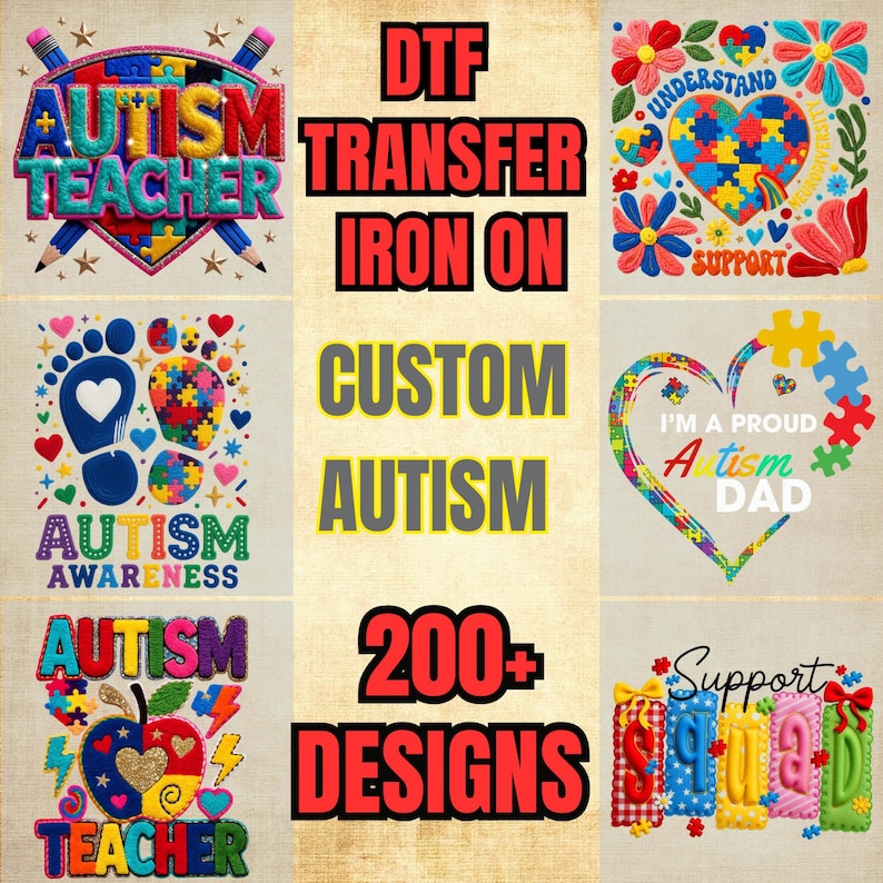 200+ Autism Awareness Dtf Transfer for T-shirt, Ready to Press T-shirt ...