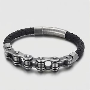 Bracciale da uomo vintage in acciaio inossidabile da 10 mm / Bracciale a maglie di catena da bicicletta / Regalo per lui