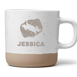 Personalisierte Tasse Fische Wunschname Kaffeetasse mit Sternzeichen ideales Geschenk für Fische-Geborene