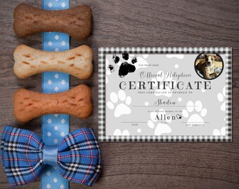 Certificado de adopción de cachorro/perro rescatado - Archivo digital