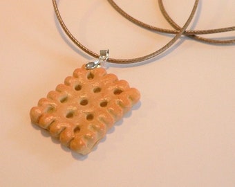 Divertido collar de galleta de mantequilla hecho de arcilla polimérica, colgante caprichoso