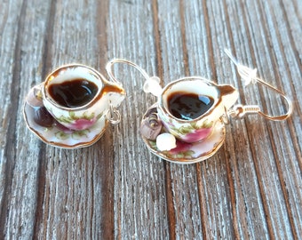 Ohrschmuck Kaffeetassen Ohrringe Ohrhänger Kaffee mit Pralinen witziger Schmuck