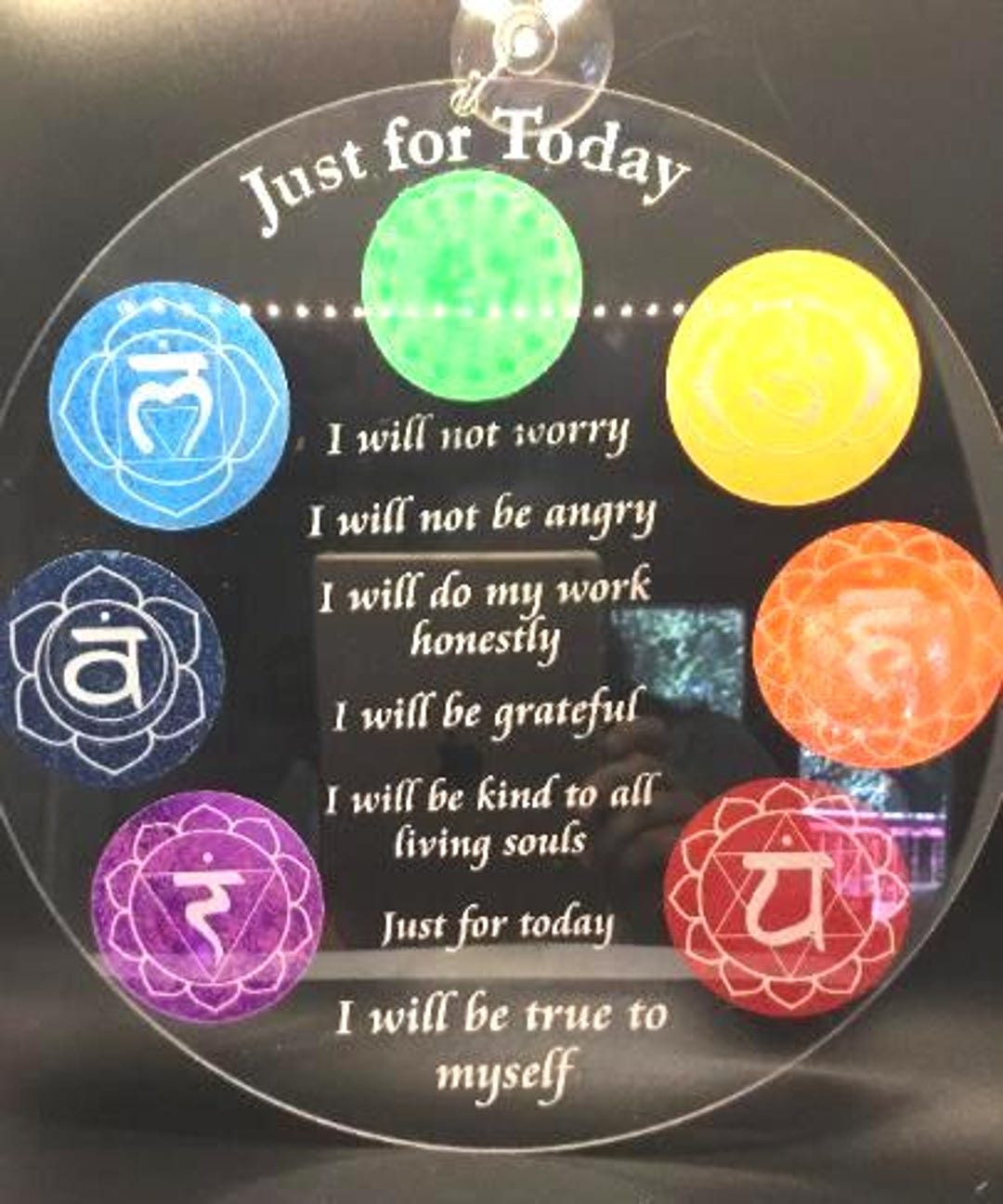 Reiki Principles Chakra Window Hanger – Hand-painted Energy Reminder ...