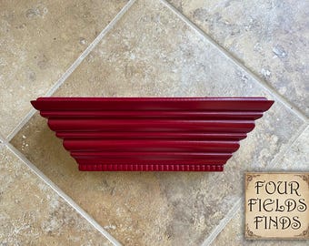 Vintage 90's 11.75" x 3.5 x 3.75" Mahogany Red Crown Molding Style Wall Shelf
