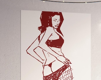 Sensual female figure - wall art decoration, lineart