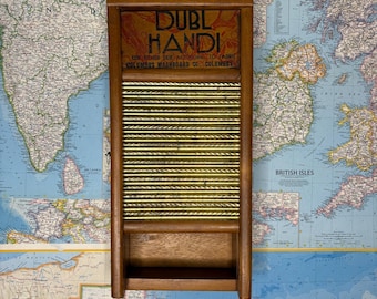 Vintage Dubl Handi Washboard Medicine Cabinet Columbus Washboard Co. Advertising Laundry Decor Rustic Farmhouse Wall Cabinet