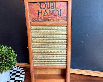 Vintage Dubl Handi Washboard Medicine Cabinet Columbus Washboard Co. Advertising Laundry Decor Rustic Farmhouse Wall Cabinet