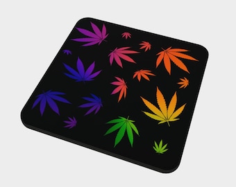 pvc coaster - HEMP LEAVES