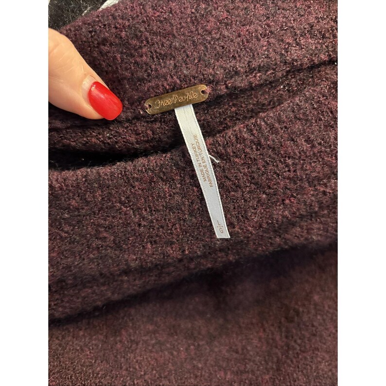 Free People Burgundy Oversized Tunic Sweater Womens SZ Large image 3