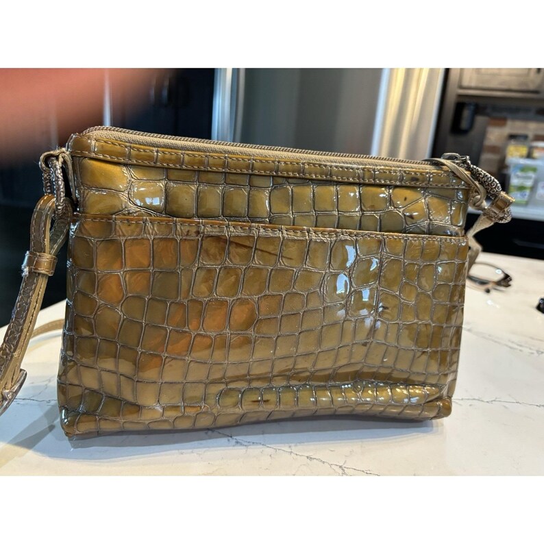 Brighton Barbados Beige Patent Leather Crossbody Adjustable Handbag image 4