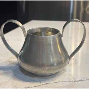 Pewter Sugar Bowl Creamer Two Handled Cup Serving