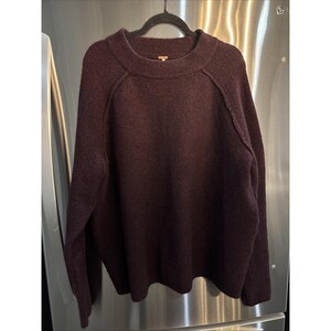 Free People Burgundy Oversized Tunic Sweater Womens SZ Large image 1