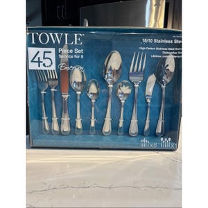 Towle Emerson 45 Piece Flatware Set 18/10 Stainless Steel Service for 8 NEW BOX