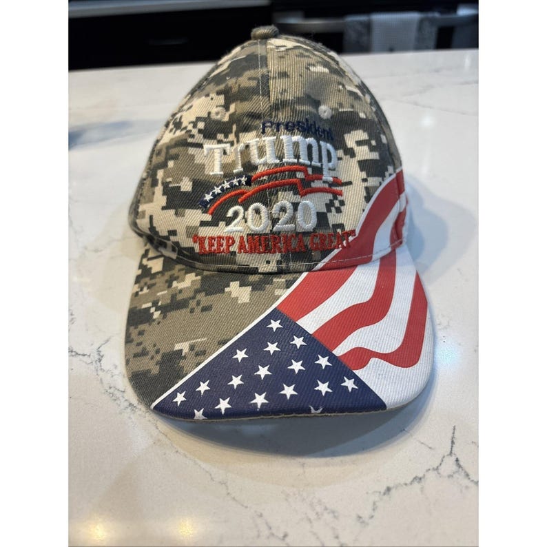 Trump Camo 2020 Keep America Great Baseball Cap Trucker Hat Hook and Loop Back image 1