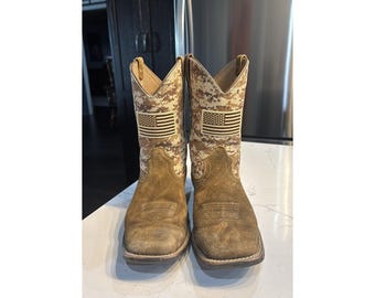 Ariat Men's Sport Patriot Sand Storm Camo Flag Western Boots SZ 6