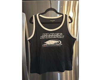 Rare 1989 Vintage Harley Davidson Tank Top Crop Top Butterflies